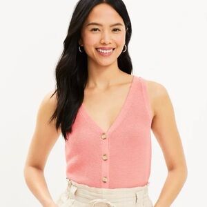 LOFT Button V-neck Sweater Tank Top